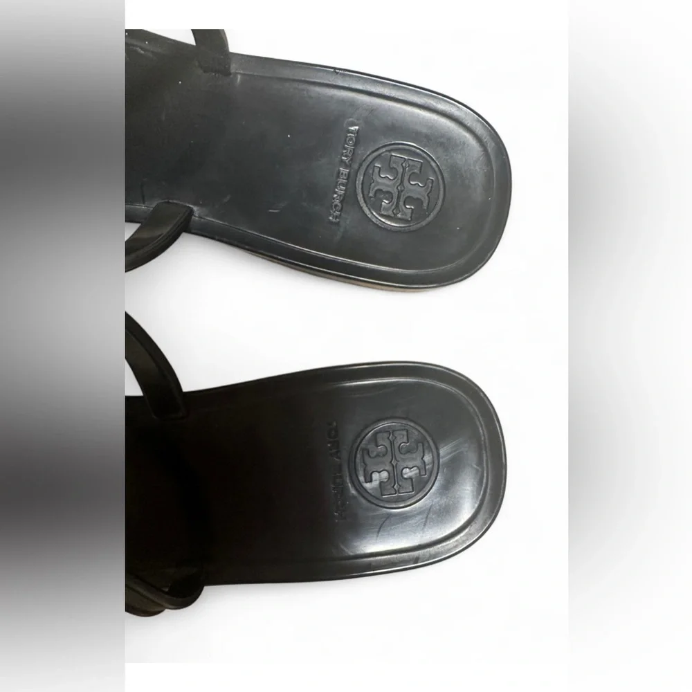 Tory Burch Black Miller Sandals | Gold Logo | Women’s Size 7